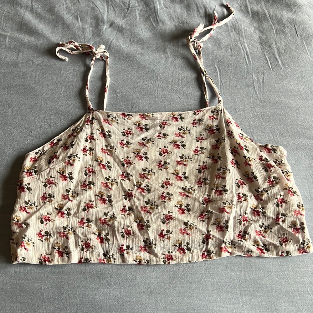 American Eagle Flower Crop Top Tank
